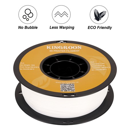 PLA White winding Kingroon PLA White 1.75mm - Afbeelding 2